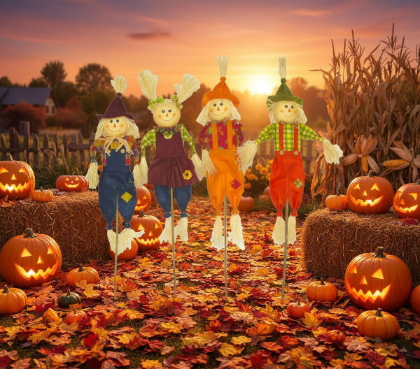 39" Boy & Girl Scarecrows - Image 3