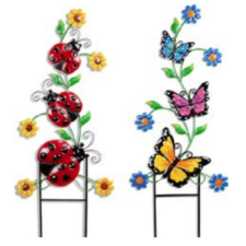 36" Triple Butterfly & Ladybug Stakes