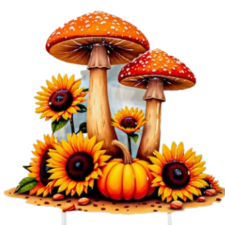 Mushrooms & Pumpkin Stake