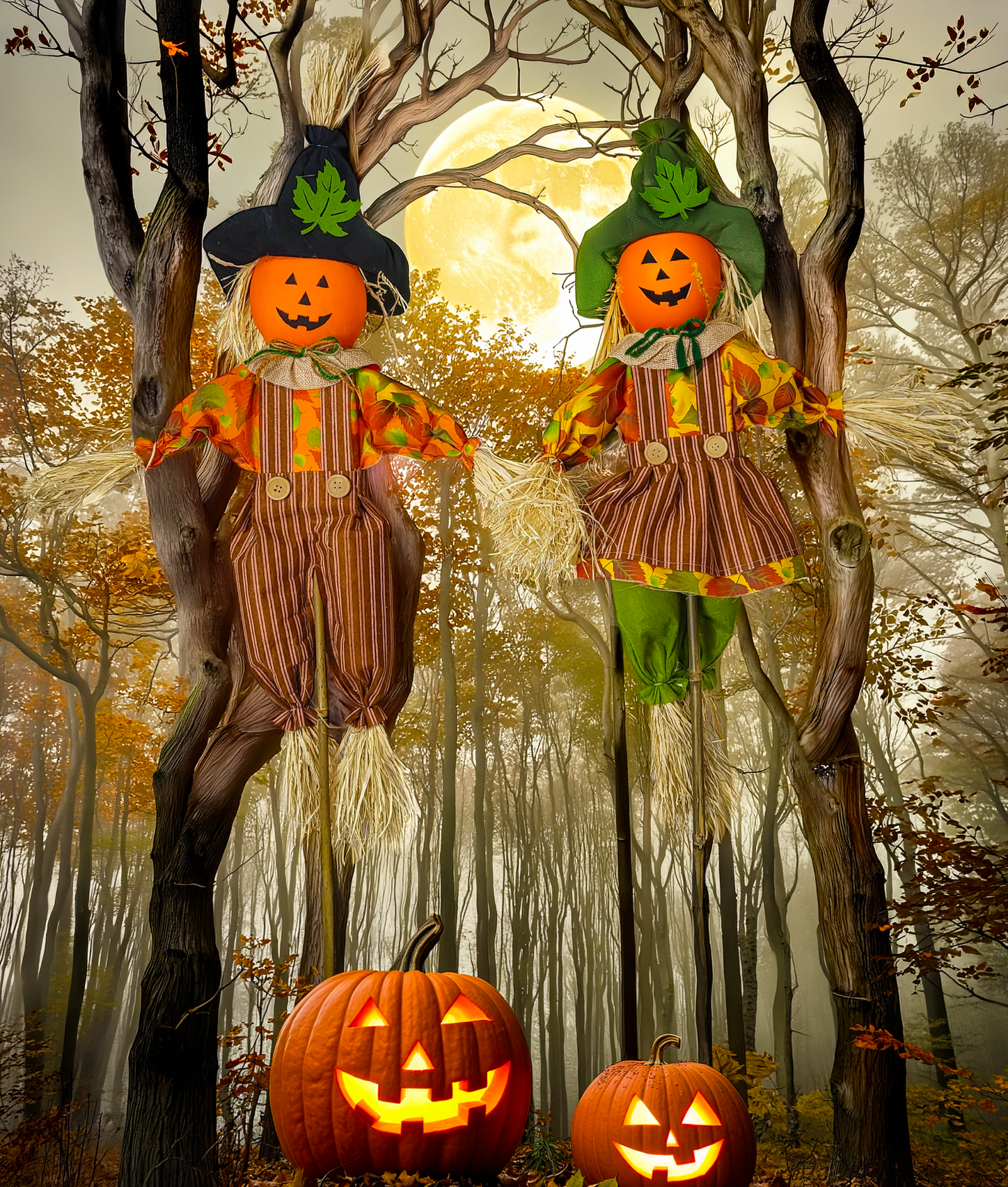 36" Pumpkin Face Scarecrow - Image 2