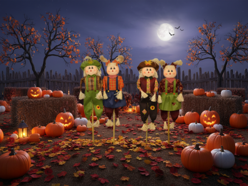 55" Girl and Boy Scarecrow - Image 2